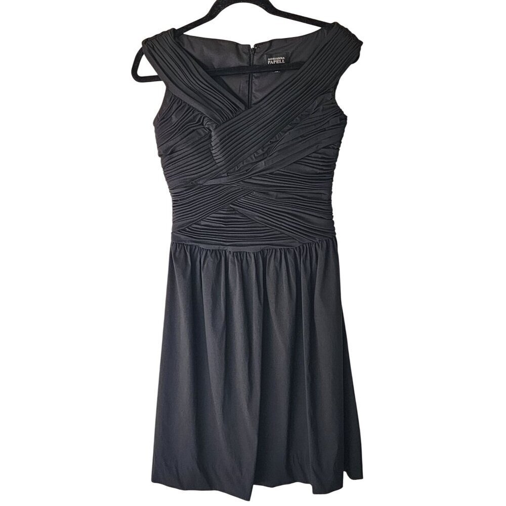 Adrianna Papell women 10 Black Pleated Sheath Dress special occasion sleeveless